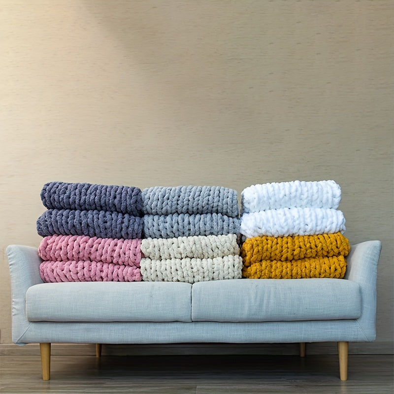 Cozy Chenille Chunky Knit Throw Blanket by Snagg A Throw