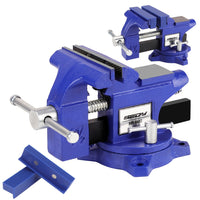 4.5" Heavy Duty Bench Vise with Magnetic Jaw Pads & 240° Swivel Base