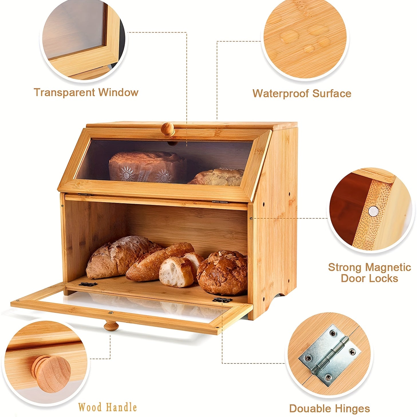 Double Layer Bamboo Bread Box by Snagg A Box