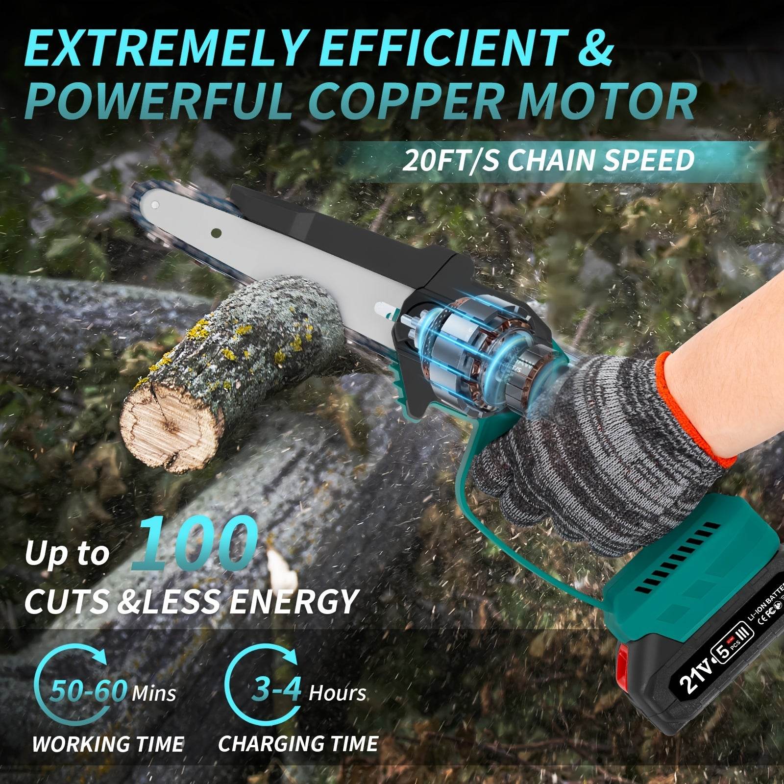 2 in 1 Cordless Pole Saw & Mini 6" Chainsaw by Snagg A Chainsaw