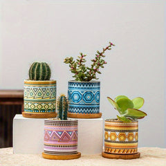 4 Pcs Ceramic Succulent Pots with Drainage by Snagg A Pot