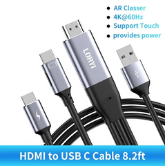 90-Degree HDMI to USB-C Cable 4K@60Hz 2.5M – Touch Monitor Support for Xreal, Xbox, PS5 & Laptop