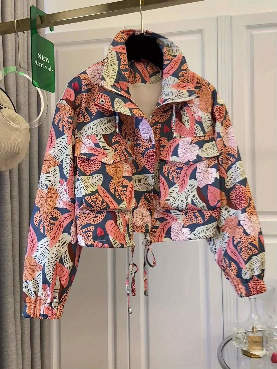 Women’s Casual Short Jacket with Tropical Floral Print by Snagg A Jacket
