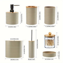 8 Pcs Bamboo Bathroom Accessory Set by Snagg A Bathroom Set