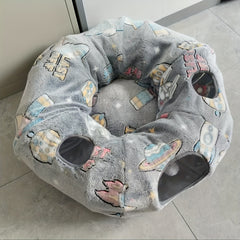 Plush Cat Tunnel Bed with Play Mat by Snagg A Cave
