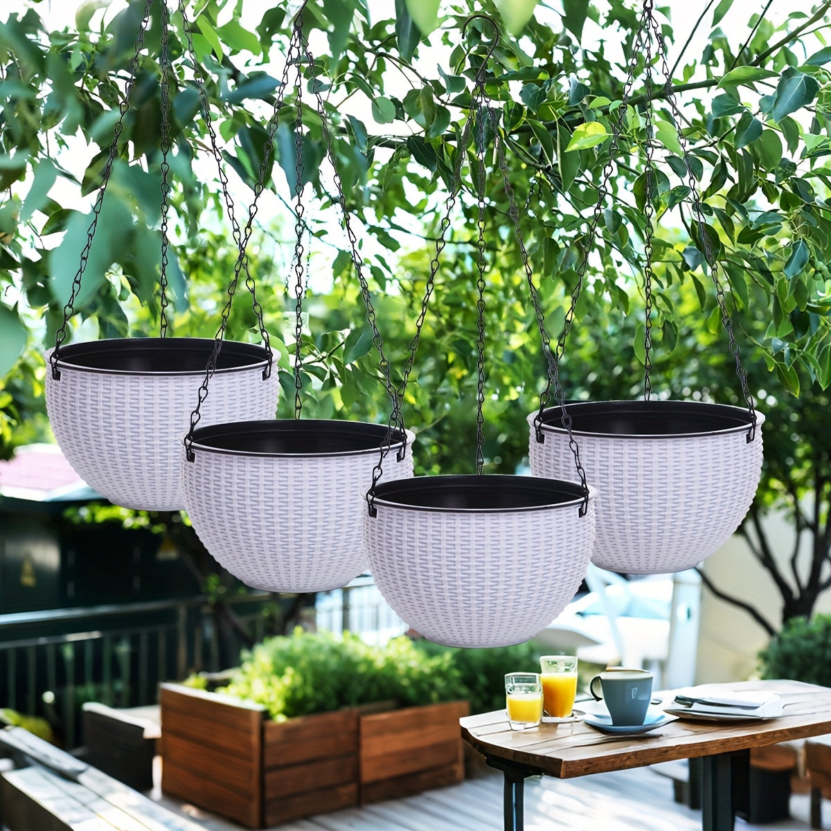 4pcs Hanging Baskets with Chains by Snagg A Pot