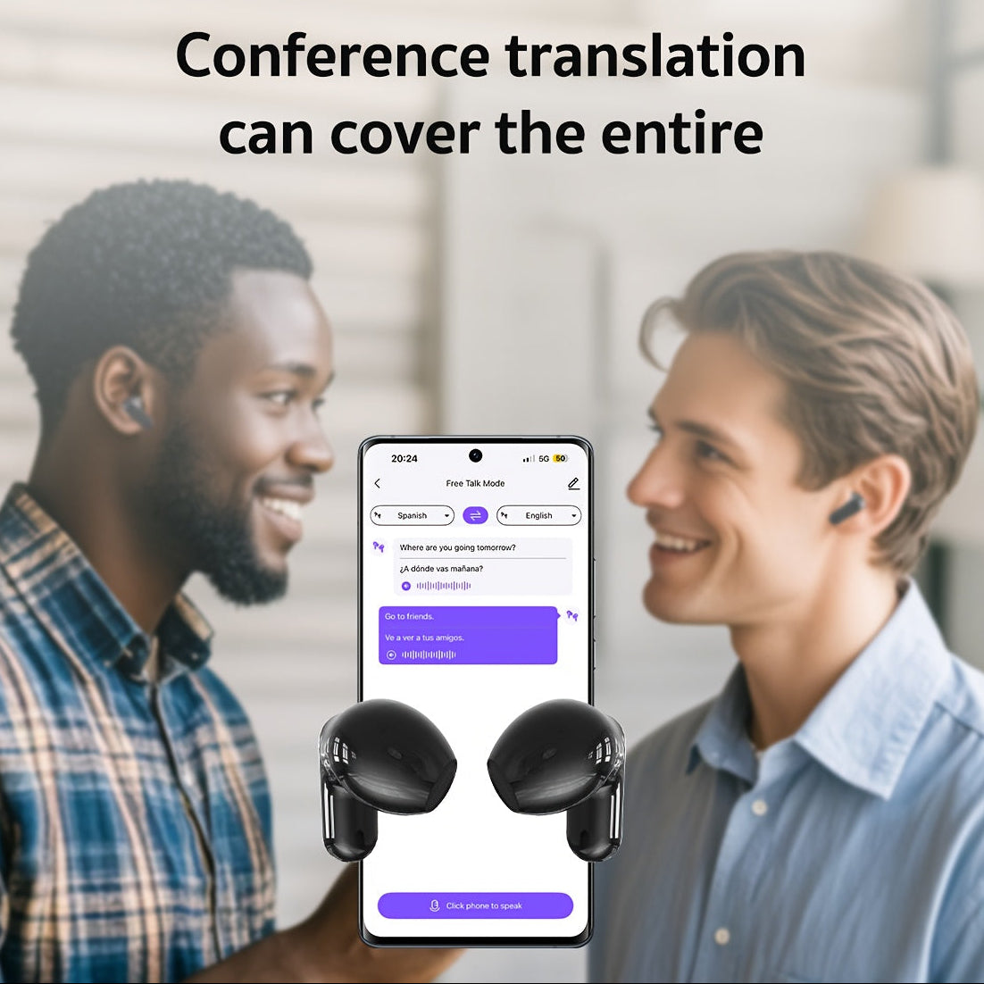 Wireless TWS Earbuds | LED Display In-Ear Headphones with 131-Language Translation & Mic by Snagg An EarBud