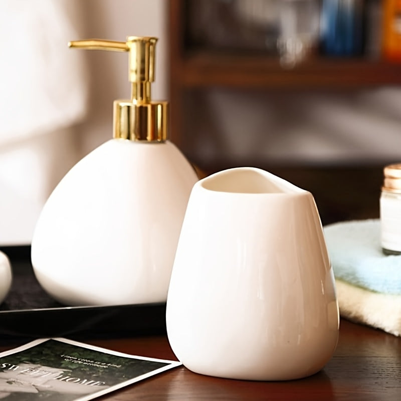 4 Piece White Ceramic Bathroom Set by Snagg A Bathroom Set