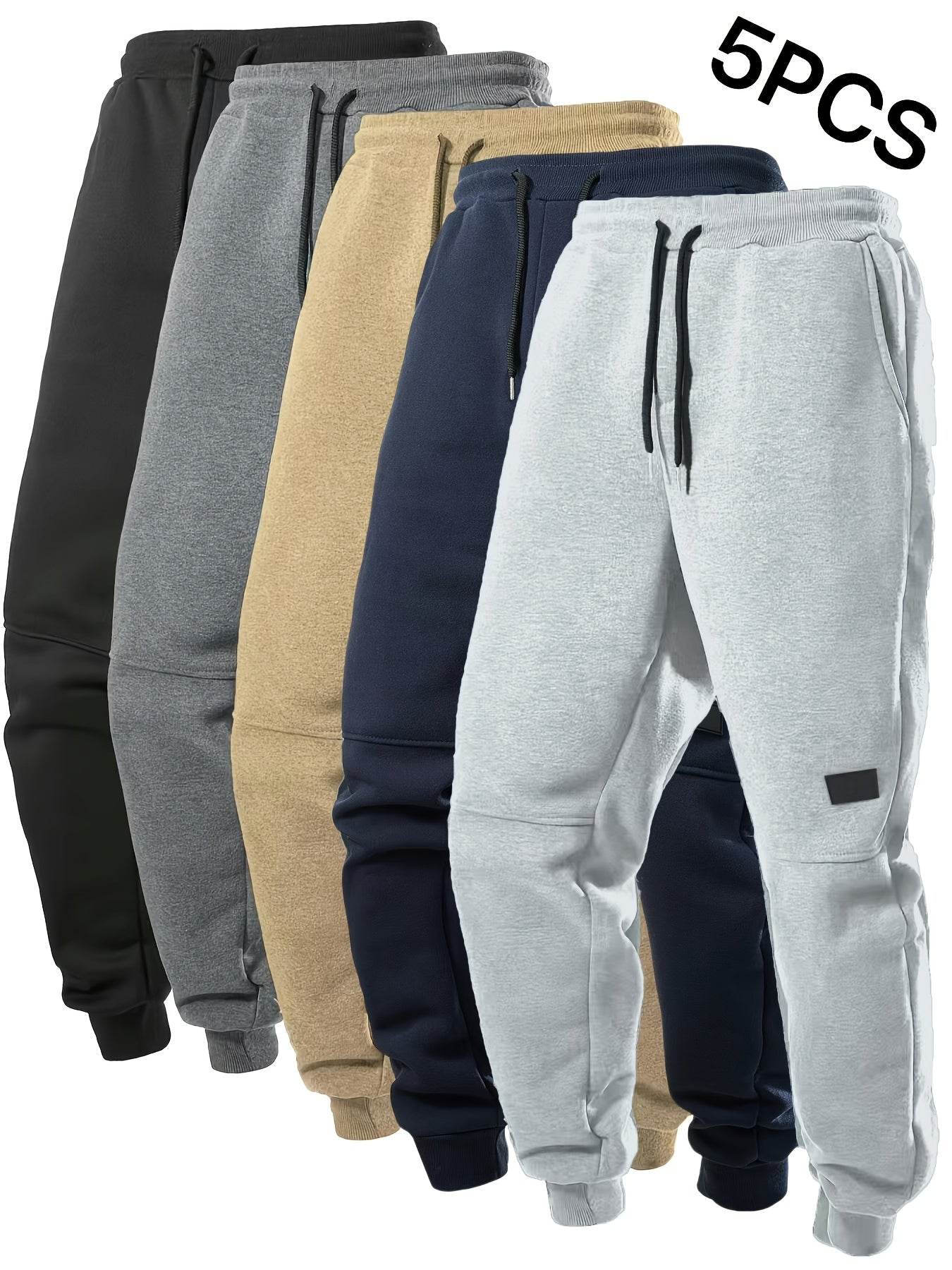 5pcs Men’s Fleece-Lined Jogger Sweatpants - SnaggIt