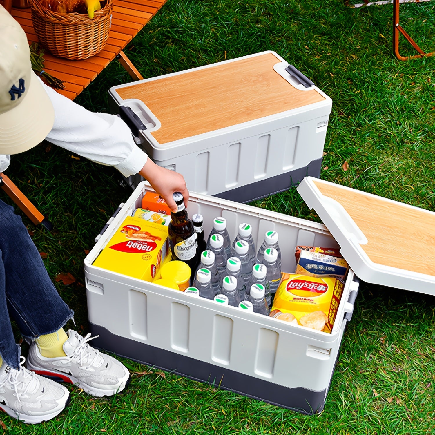 60L Collapsible Car Trunk Storage Bin with Lid by Snagg A Storage Box