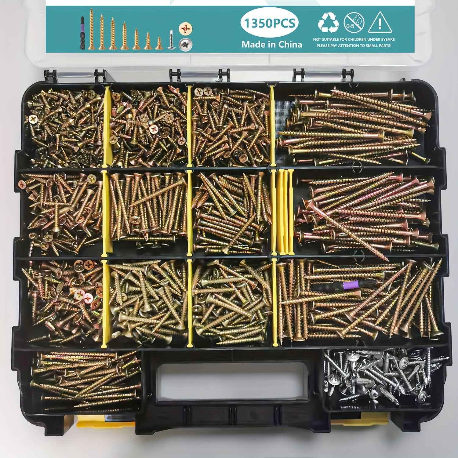 1350 Pcs Wood & Metal Screw Kit — M3.5/M4/M5 - M3.5 M4 M5 410 screws - 1350pcs - Power Tools Gadget