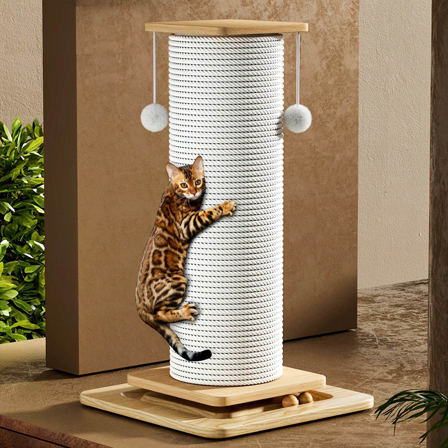 Cat Scratching Post With Sisal Rope with Hanging Play Ball - SnaggIt