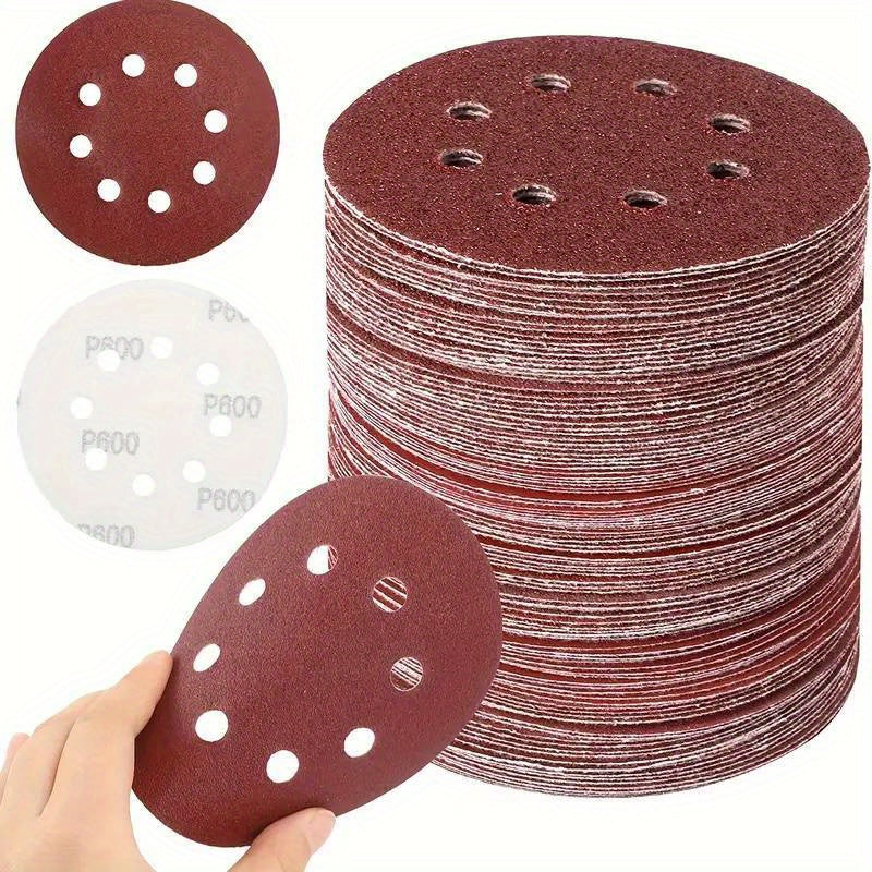 400 Pcs Sanding Disc Set - 5’’ / 125mm 8 Hole Hook and Loop Sandpaper - 60/80/100/120/180/240/320/400/600/800 Grit