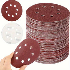 400 Pcs Sanding Disc Set - 5’’ / 125mm 8 Hole Hook and Loop Sandpaper - 60/80/100/120/180/240/320/400/600/800 Grit