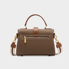 Genuine Cowhide Leather Small Square Crossbody Bag – Luxury Women's Shoulder Satchel with Flap Pocket