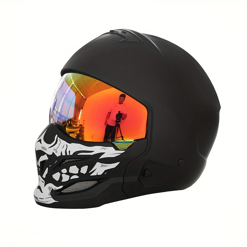 Vintage Matte Black Skull Design Motorcycle Helmet by Snagg A Motorcycle Helmet