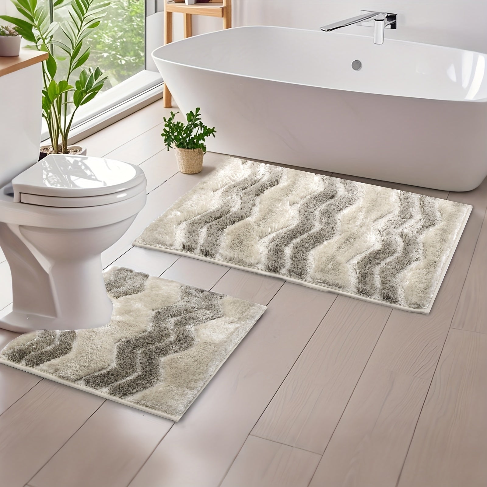 2 Pcs Luxury Bathroom Rug Set by Snagg A Rug