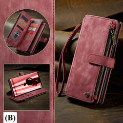 Flip Leather Wallet Case – for Samsung Galaxy S23 Series - B - Red / S23+ / PU leather + soft interior - Phone Cases &