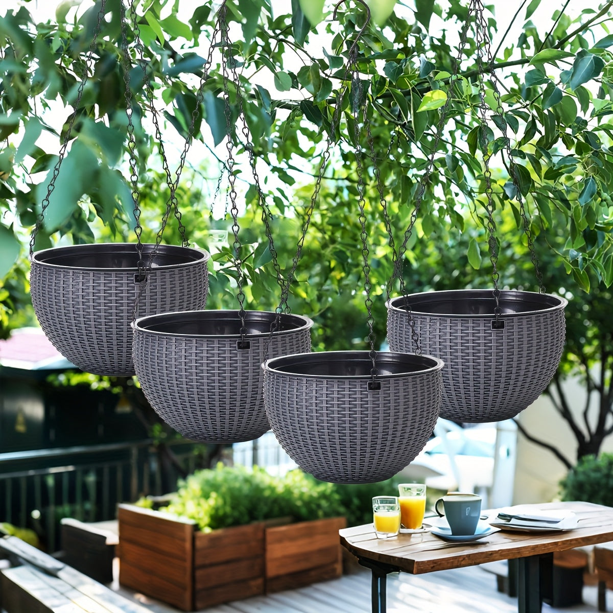 4pcs Hanging Baskets with Chains by Snagg A Pot