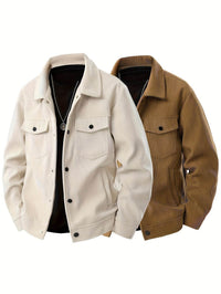2pcs Men’s Multicolor Corduroy Work Jacket Set - SnaggIt