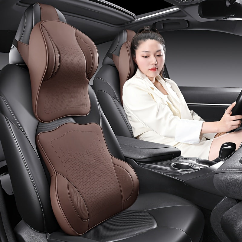 2pcs Nappa Leather Car Headrest & Lumbar Support Set by Snagg A Headrest