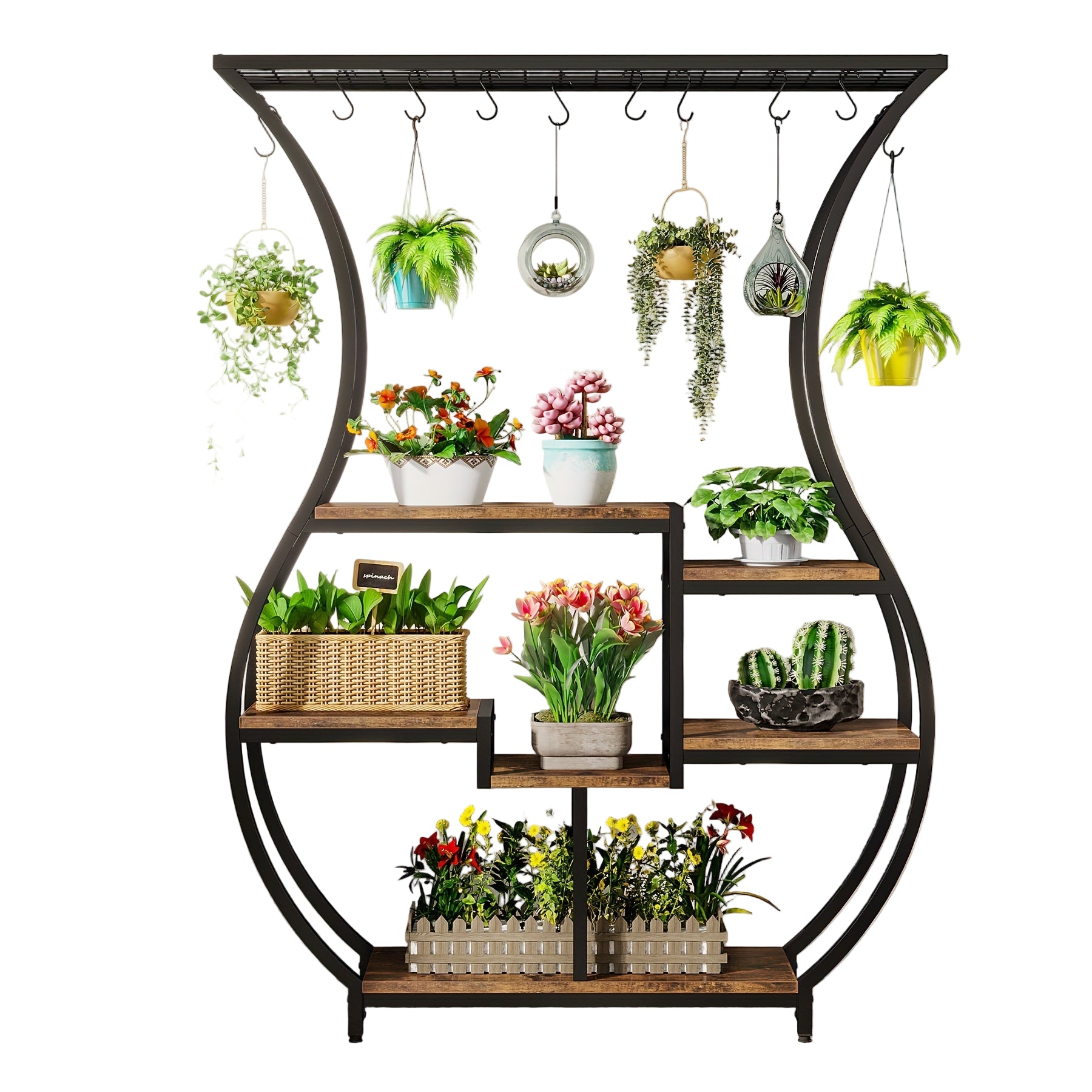 70.9" 6 Tier Plant Stand with 10 Hooks by Snagg A Rack