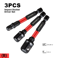 Impact Socket Adapter Set – 1/4", 3/8", 1/2" Drive with Extension Bit & Holder for Power Drill to High-Torque Impact Wrench