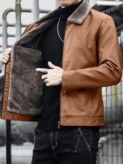 OBM Men’s Full-Zip Bomber Jacket with Fur Collar by Snagg A Jacket