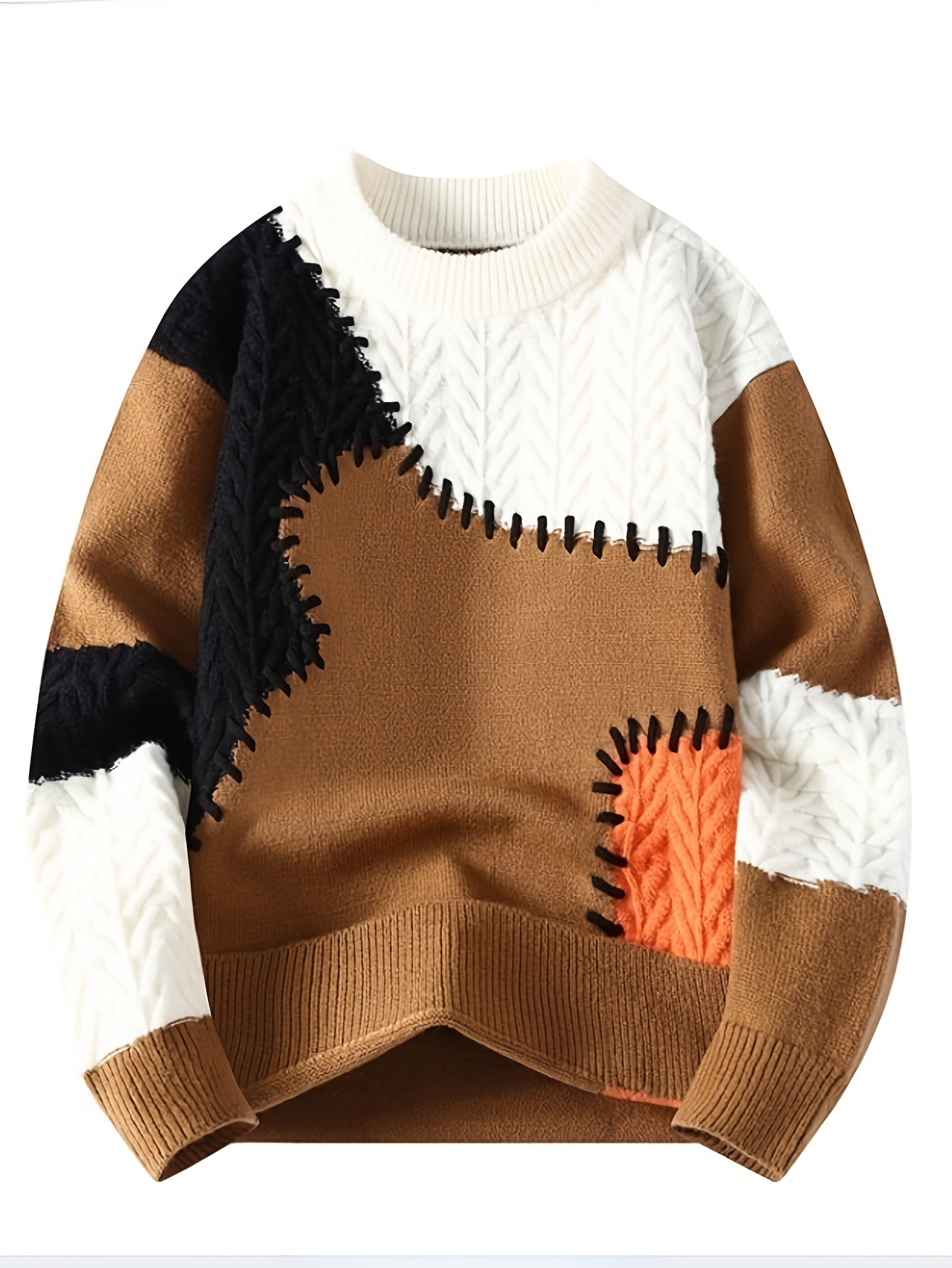 Men’s Color-Block Cable Knit Sweater by Snagg A Sweater