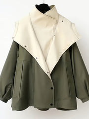 Unisex Two-Tone Hooded Trench Coat with Drawstring Waist by Snagg A Jacket