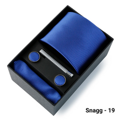 Luxury Men’s Tie Set Solid Colour Slim Necktie Hanky Cufflinks & Clip - Snagg - 19 - Others In Fashion