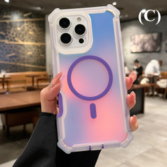 Luxury Magsafe Laser Dazzling Armor Case Dual Layer Protection - for iPhone 15 Series - C - Purple / Pro Max - Phone