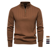Men’s England Style Quarter-Zip Pullover | Premium Cotton-Lycra Winter Sweater