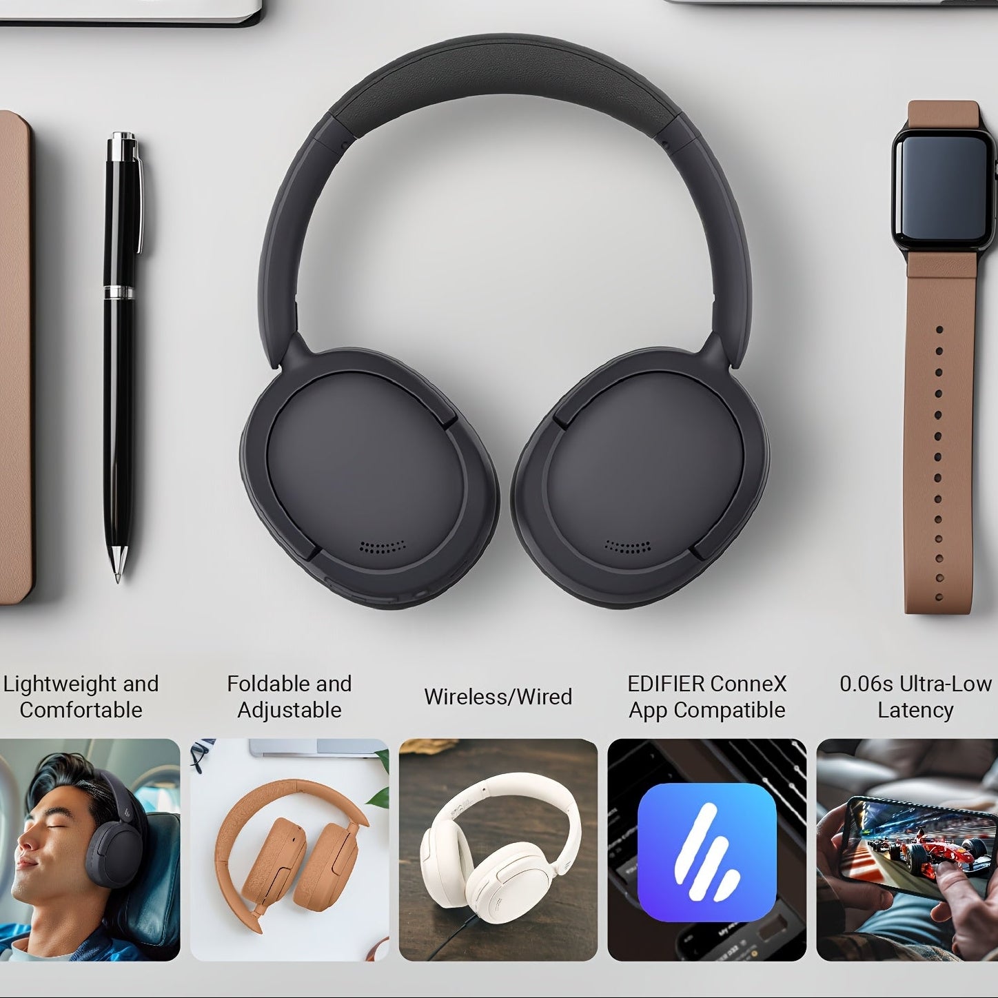 Wireless ANC Headphones | Over-Ear Bluetooth Headset (45H Playtime, Fast Charging) by Snagg A Headphone