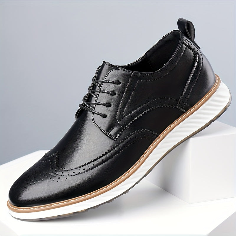 Men’s Business Casual Shoes – Pointed Toe PU Leather Lace-Ups by Snagg A Shoes