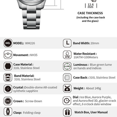 Automatic Mechanical NH35 Men’s Dive Watch – Sapphire Crystal | Glacier Collection | 100M Water Resistant - Blue