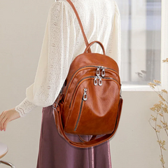 Soft PU Leather Multifunctional School Backpack