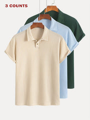 3-Pack Men’s Summer Jacquard Knit Polo Shirts – Sporty Casual Style - SnaggIt