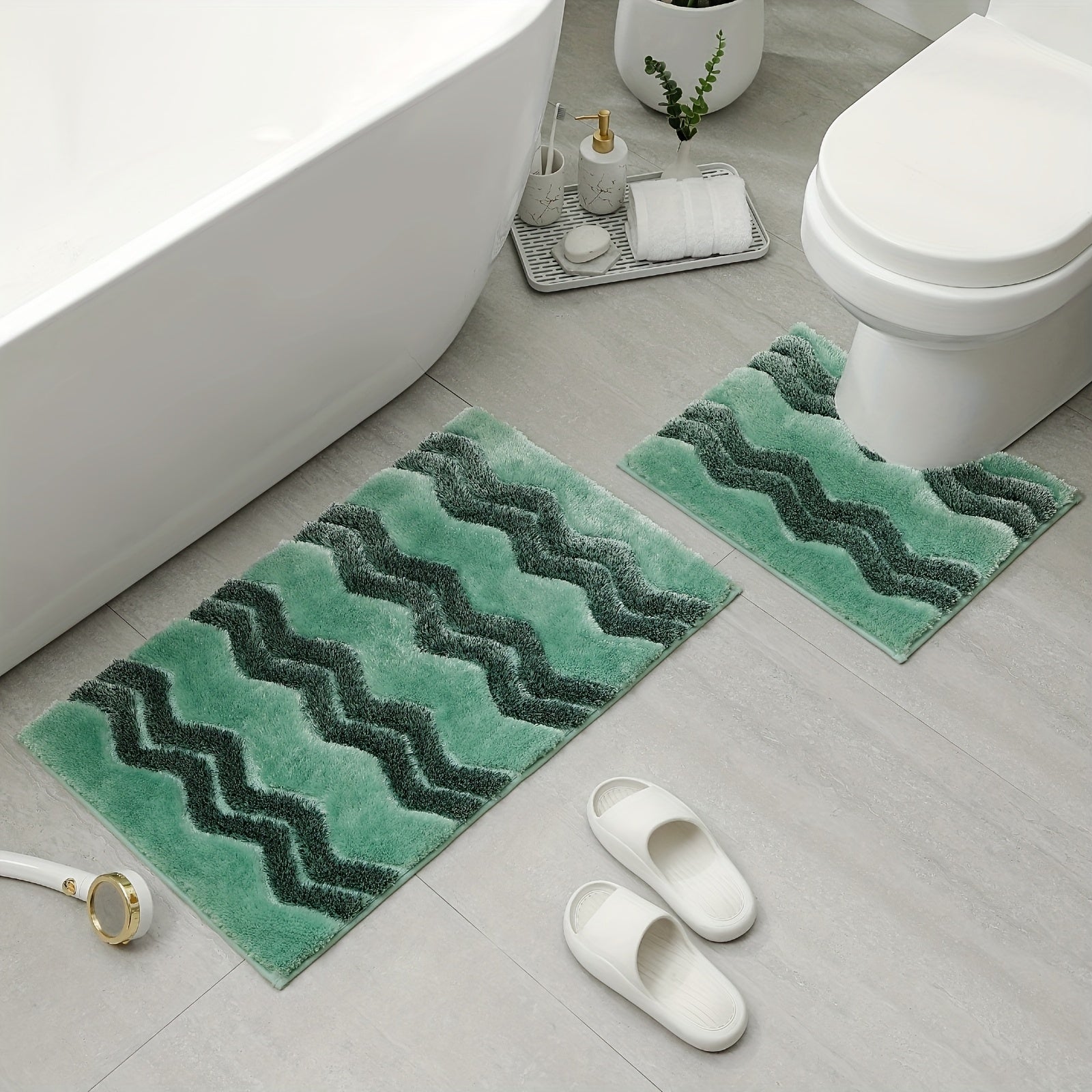 2 Pcs Luxury Bathroom Rug Set by Snagg A Rug