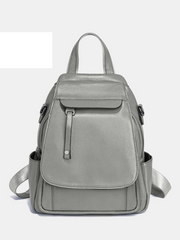 Genuine Leather Women's Fashion Backpack – High-Quality School & Travel Shoulder Bag with Multifunctional Pockets