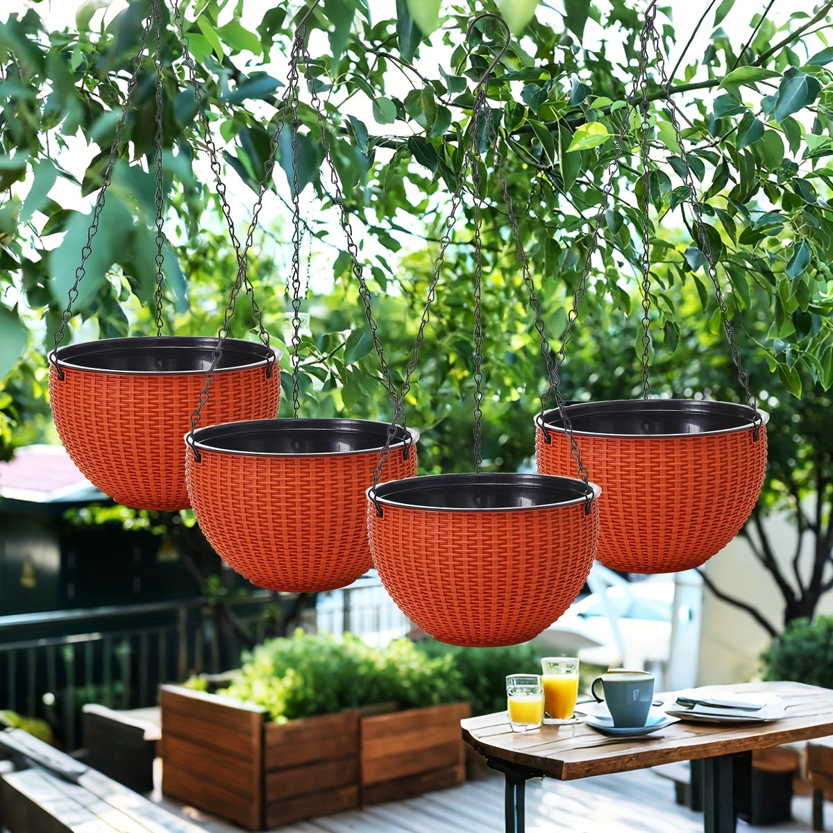 4pcs Hanging Baskets with Chains by Snagg A Pot