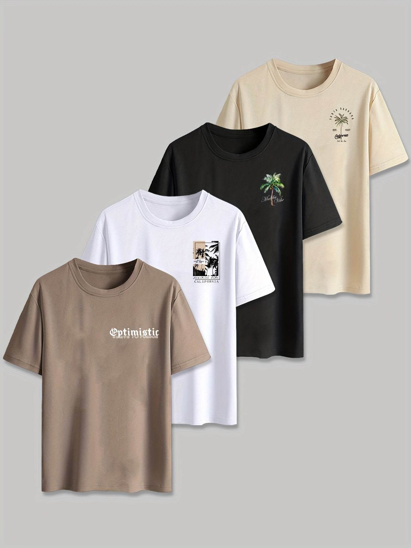 4pcs Men’s Print T-Shirts - SnaggIt