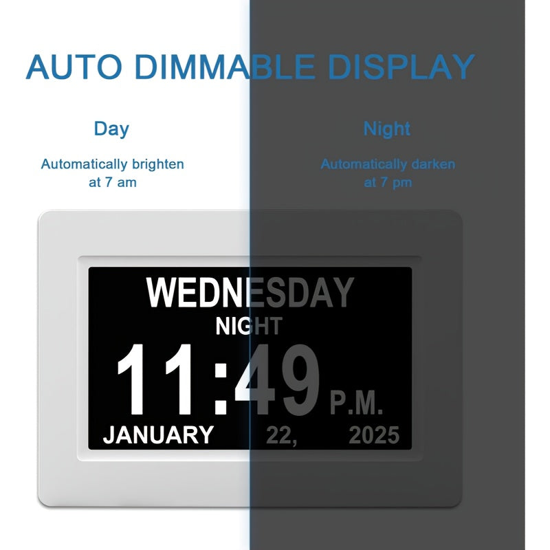 Large Digital Dementia Clock for Seniors by Snagg A Clock