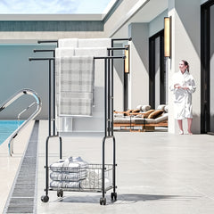 Heavy-Duty 3-Tier Freestanding Towel Rack with Storage Basket by Snagg A Rack