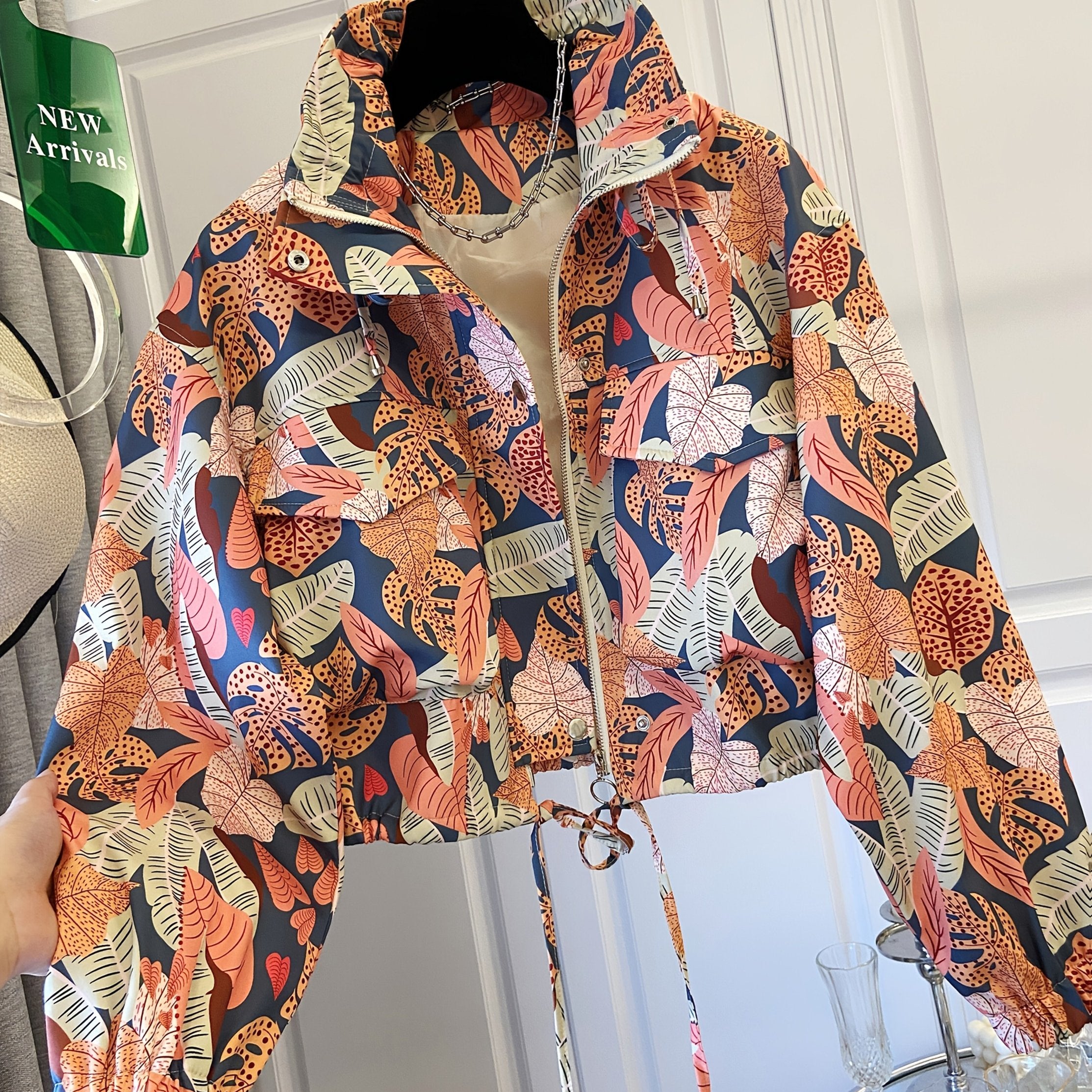 Women’s Casual Short Jacket with Tropical Floral Print by Snagg A Jacket