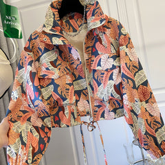 Women’s Casual Short Jacket with Tropical Floral Print by Snagg A Jacket