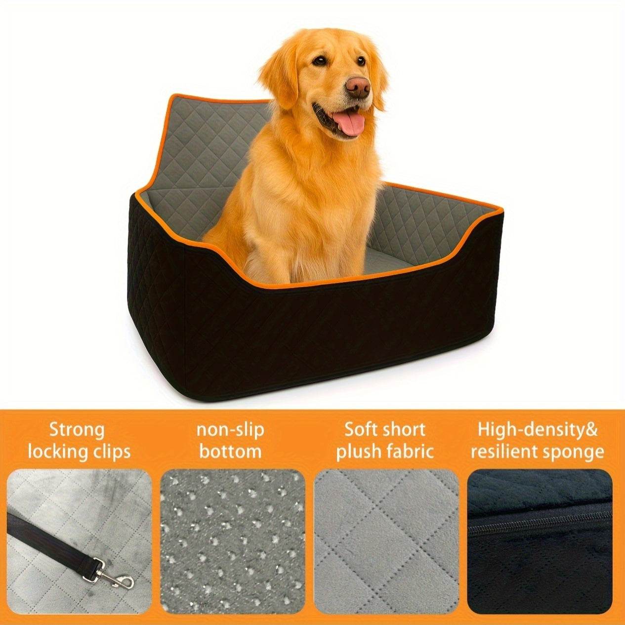 Dog Car Large Booster Seat with Safety Straps - SnaggIt