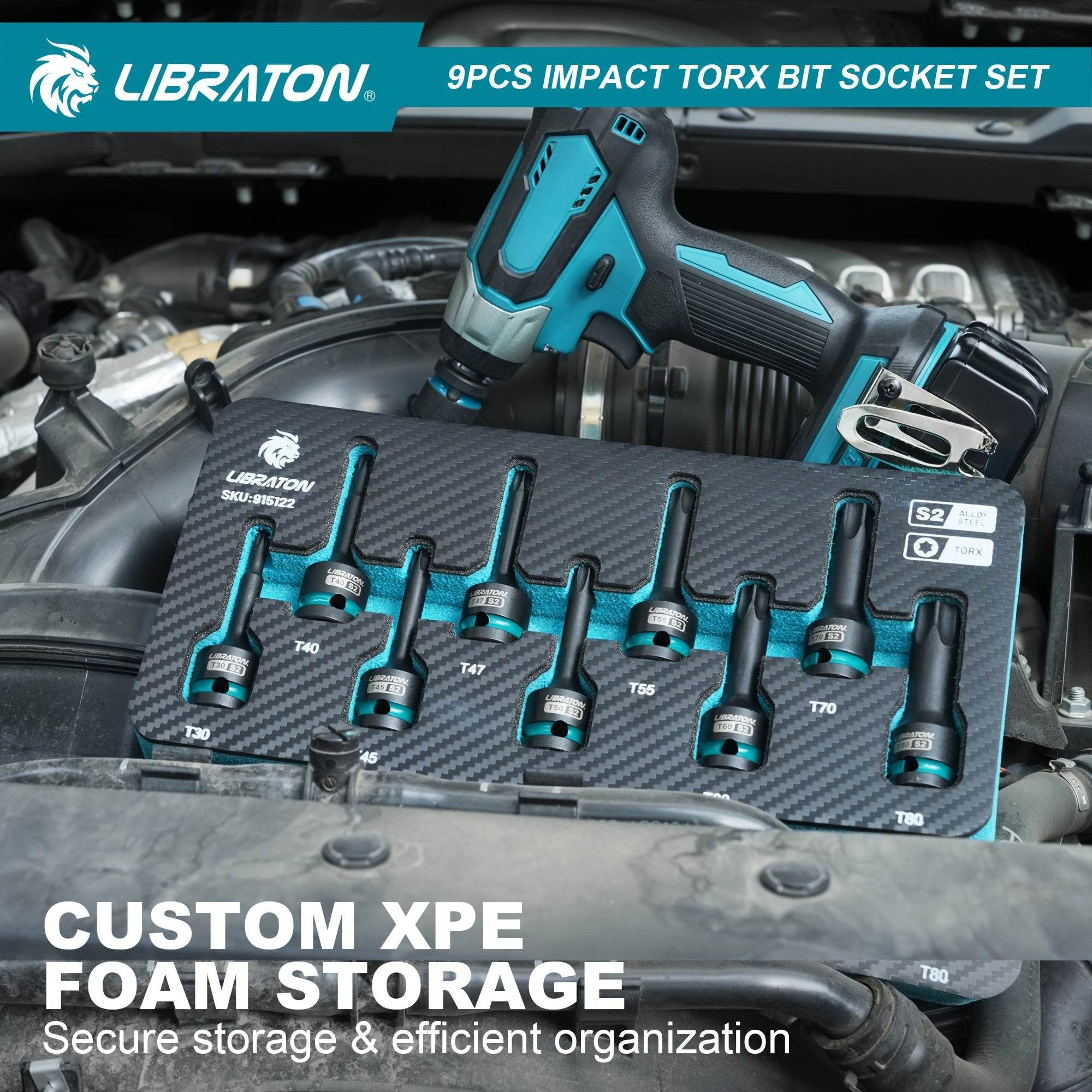 9pcs Impact Torx Bit Socket Set - SnaggIt