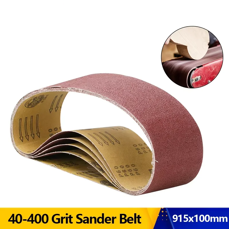 5pcs Sanding Belts 100×915mm | Belt Sander Polishing Paper Grit 40–400 Aluminium Oxide