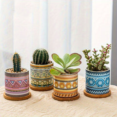 4 Pcs Ceramic Succulent Pots with Drainage by Snagg A Pot